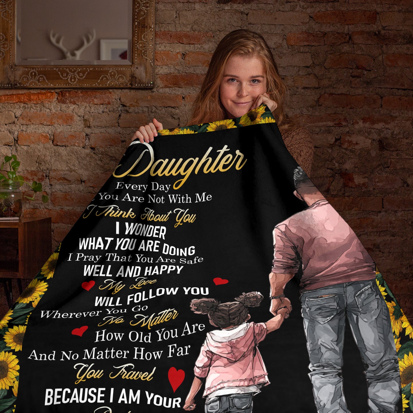 Netecom Personalized To My Daughter Blanket from Dad, Ultra Soft Cozy Plush Throw Blanket for Couch, Bed or Sofa, Birthday Gift for Daughter, Present for Christmas, Graduation