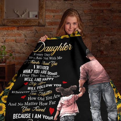 Netecom Personalized To My Daughter Blanket from Dad, Ultra Soft Cozy Plush Throw Blanket for Couch, Bed or Sofa, Birthday Gift for Daughter, Present for Christmas, Graduation