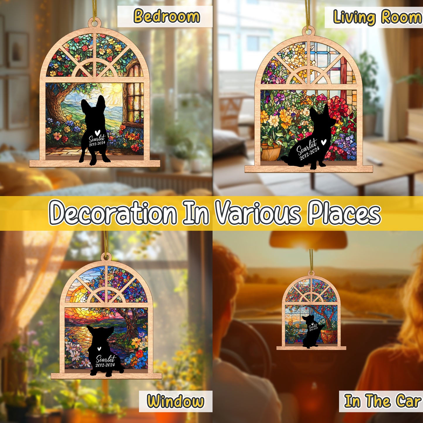 Netecom Personalized Corgi Memorial Suncatcher, Custom Corgi Ornament with Name & Date, Dog Loss Sympathy Gift, Pet Remembrance Keepsake