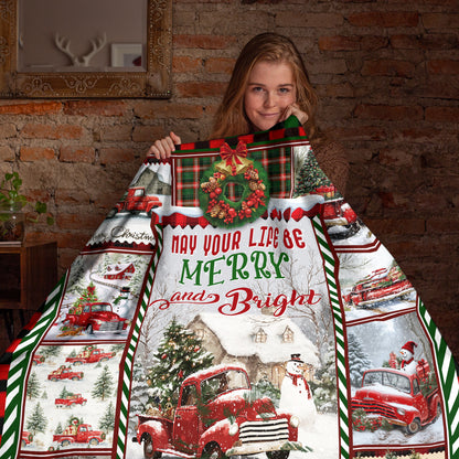 Netecom Red Truck and Snowman Blanket, Festive Christmas Winter Throw Blanket for Couch, Bed or Sofa, Ultra Soft and Warm Holiday Gift for Christmas Season and Cozy Winter