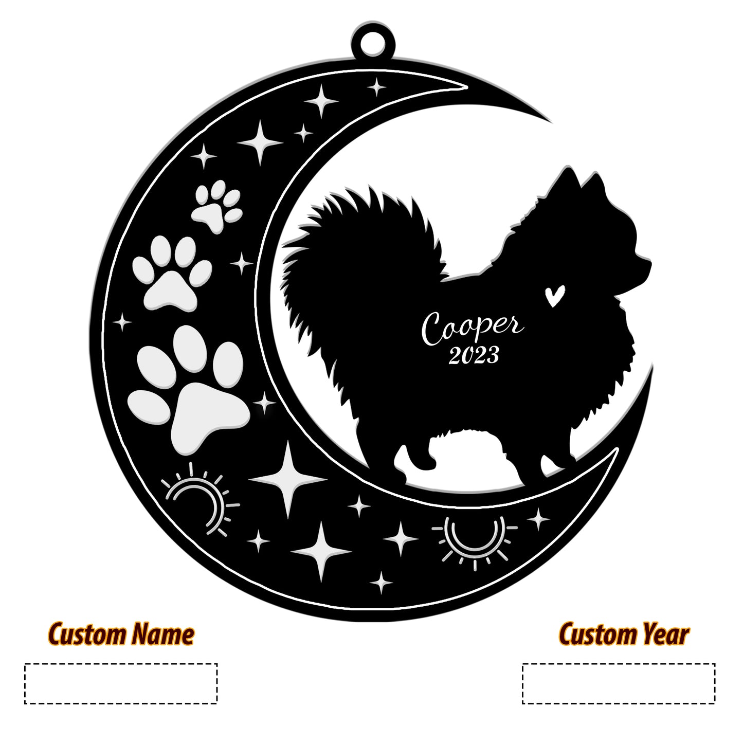 Netecom Pomeranian Dog Memorial Suncatcher, Personalized Pom Dog Ornament with Name Date, Dog Loss Sympathy Gift for Pet Loss Sun Catchers, Dog Grief Gift, Bereavement Gifts for Loss of Pet