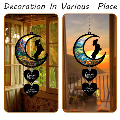 Netecom Personalized Dachshund Moon Heart Memorial Suncatcher – Dog Loss Sympathy Gift, Forever in My Heart Ornament
