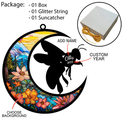 Netecom Personalized Bee Memorial Suncatcher - Bee Christmas Ornament with Name & Date - Pet Loss Stained Glass Light Catcher - Bereavement & Sympathy Gift for Loss of Pet
