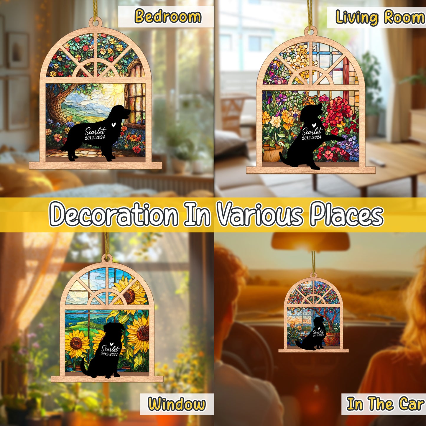 Netecom Personalized Golden Retriever Memorial Suncatcher – Pet Loss Sympathy Gift & Dog Memorial Ornament