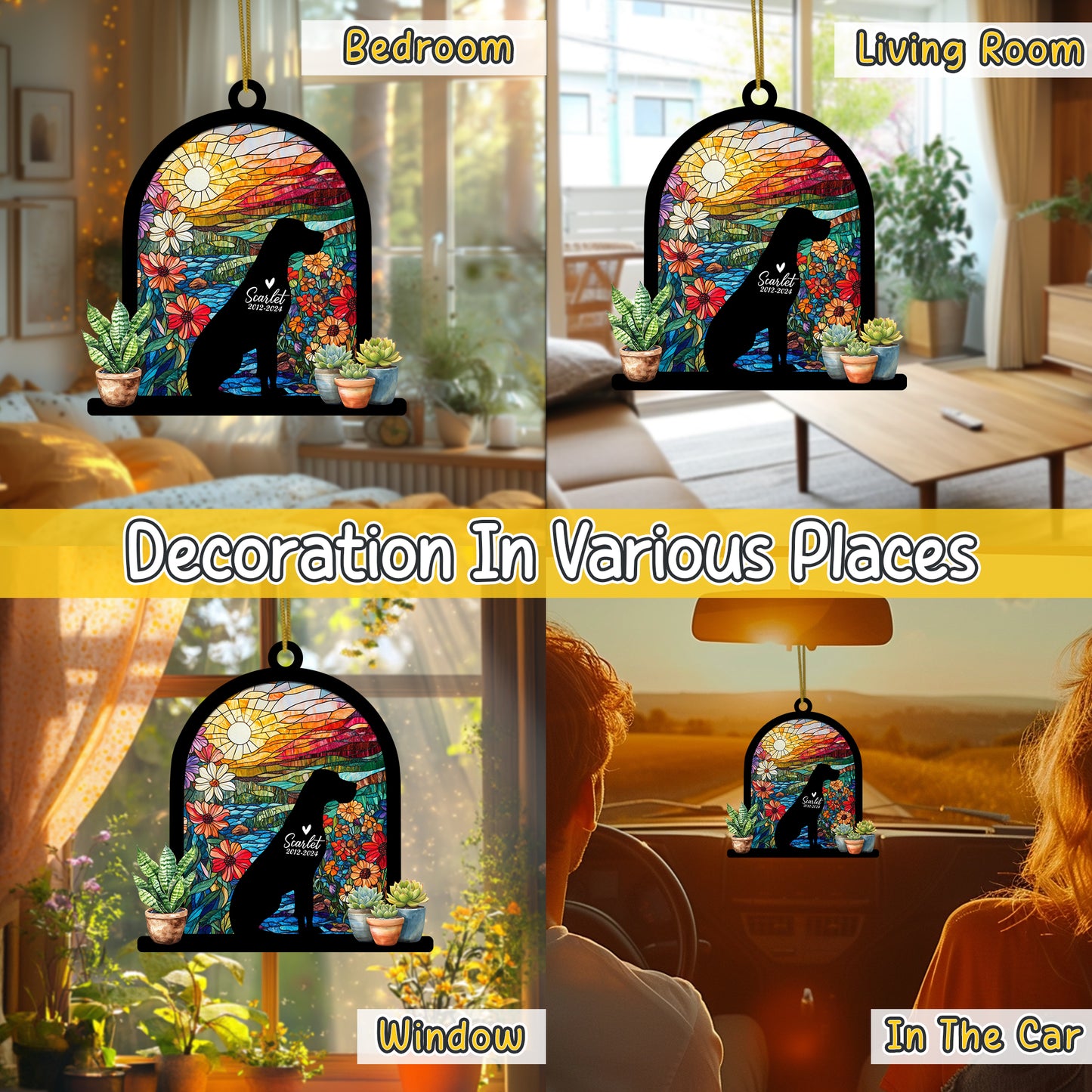 Netecom Personalized Great Dane Memorial Suncatcher, Custom Great Dane Ornament with Name Date, Dog Loss Sympathy Gift, Pet Loss Remembrance Gifts, Bereavement Gifts for Loss of Pet, Passing Away