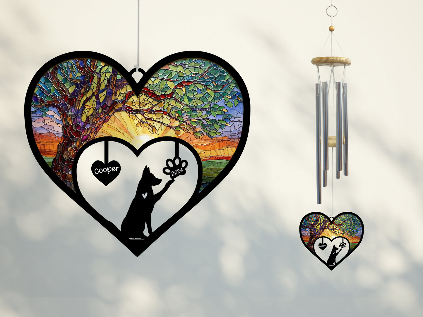 Netecom Personalized German Shepherd Dog Memorial Wind Chimes, Dog Name Suncatcher, Pet Bereavement Gift for Dog Lovers, Outdoor Garden Sympathy Decor