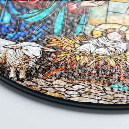 Netecom The Holy Family Stained Glass Suncatcher, Nativity Scene Christmas Window Hanging, Religious Home Decor, Spiritual Gift for Faith and Celebration