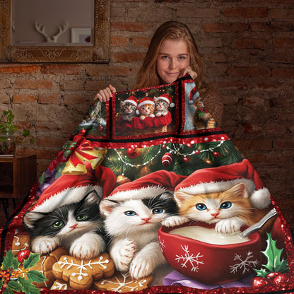 Netecom Christmas Cats Blanket, Cute Holiday Kitten Throw Blanket for Couch, Bed or Sofa, Ultra Soft Warm Gift for Cat Lovers and Christmas