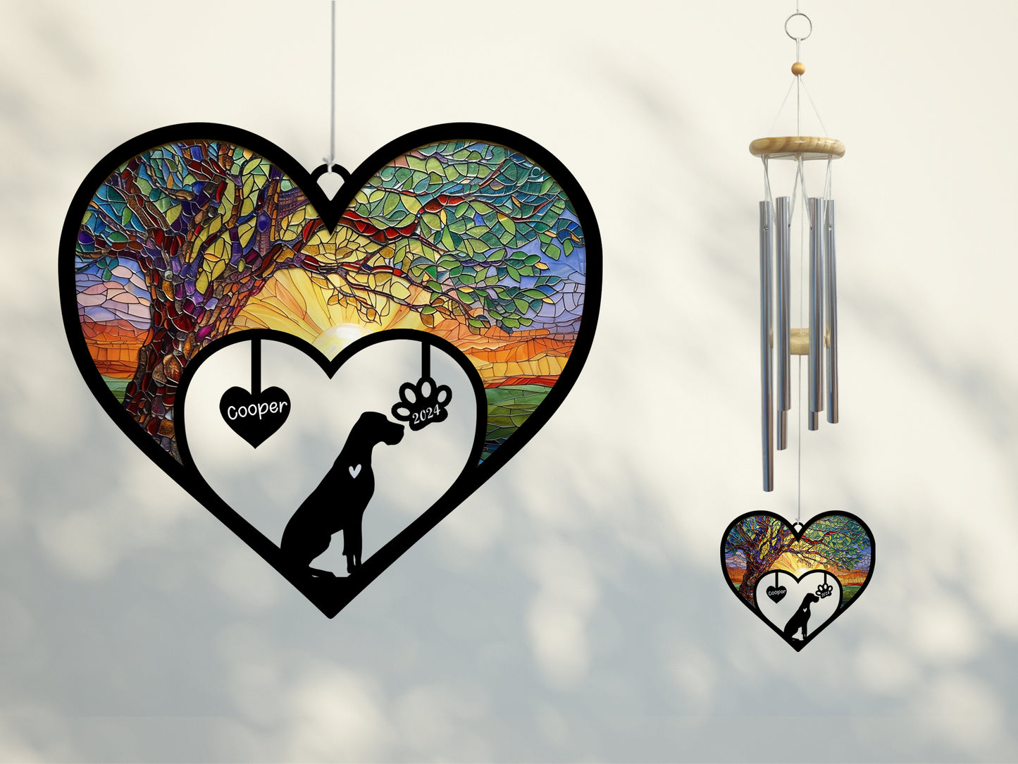 Netecom Personalized Great Dane Dog Memorial Wind Chimes, Dog Name Suncatcher, Pet Loss Gift for Dog Lovers, Sympathy Wind Chimes Outdoor Garden Decor