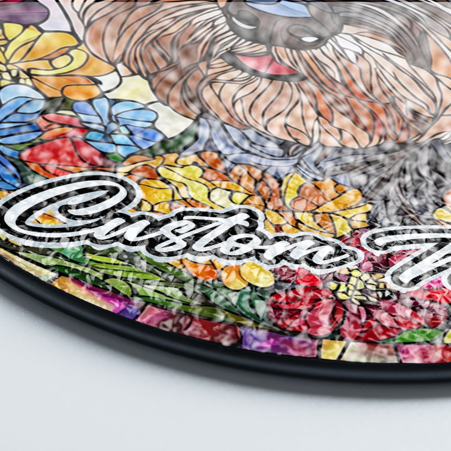 Netecom Custom Schnauzer Stained Glass Ornament, Personalized Pet Memorial Sun Catcher, Pet Loss Sympathy Gift, Christmas Decoration