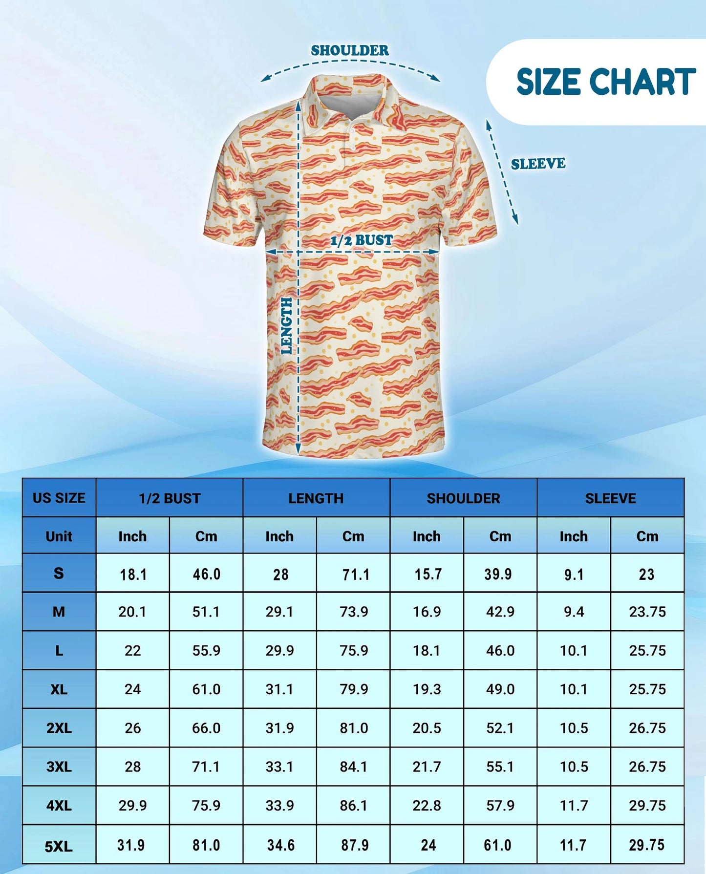 Bacon Pattern Polo Shirt for Men – Funny Food Lover Style | Netecom