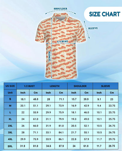 Bacon Pattern Polo Shirt for Men – Funny Food Lover Style | Netecom