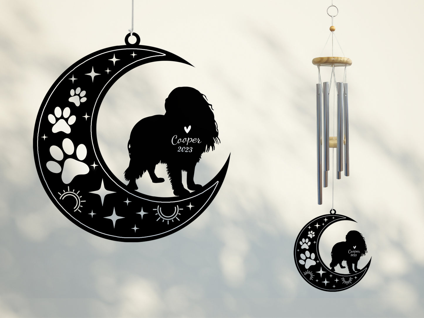 Netecom Cavalier King Charles Spaniel Dog Wind Chimes Memorial, Personalized Pet Memorial Windchime for Dog Suncatcher, Pet Condolences Gift Loss of Dog, Remembrance Gift, Sympathy Pet Wind Chimes