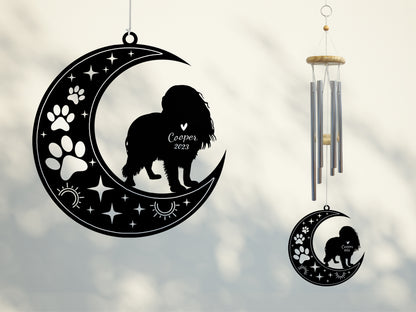 Netecom Cavalier King Charles Spaniel Dog Wind Chimes Memorial, Personalized Pet Memorial Windchime for Dog Suncatcher, Pet Condolences Gift Loss of Dog, Remembrance Gift, Sympathy Pet Wind Chimes