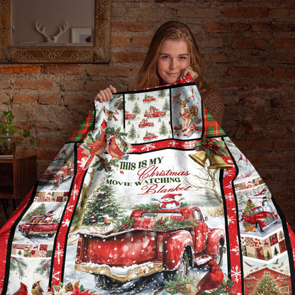 Netecom Red Truck Christmas Blanket, Holiday Movie Watching Throw Blanket for Couch, Bed or Sofa, Ultra Soft Warm Gift for Christmas and Cozy Winter
