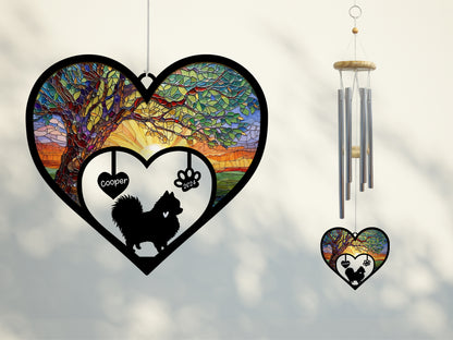 Netecom Personalized Pomeranian Dog Memorial Wind Chimes, Dog Name Suncatcher, Pet Loss Gift for Dog Lovers, Outdoor Garden Remembrance Decor