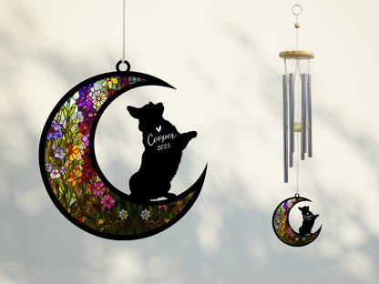 Netecom Corgi Dog Wind Chimes Memorial, Personalized Pet Memorial Windchime for Dogs Suncatcher, Loss of Pet Remembrance Gift, Sympathy Wind Chimes Outside Garden Decor, Dog Passing Away Gifts