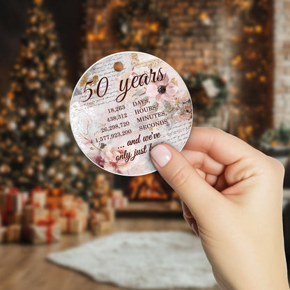 Netecom 50th Anniversary Ornament, 50th Wedding Ornaments Ceramic for Xmas Tree Hanging Decorations Gift, Gifts for Couple Husband Wife, Home Decor