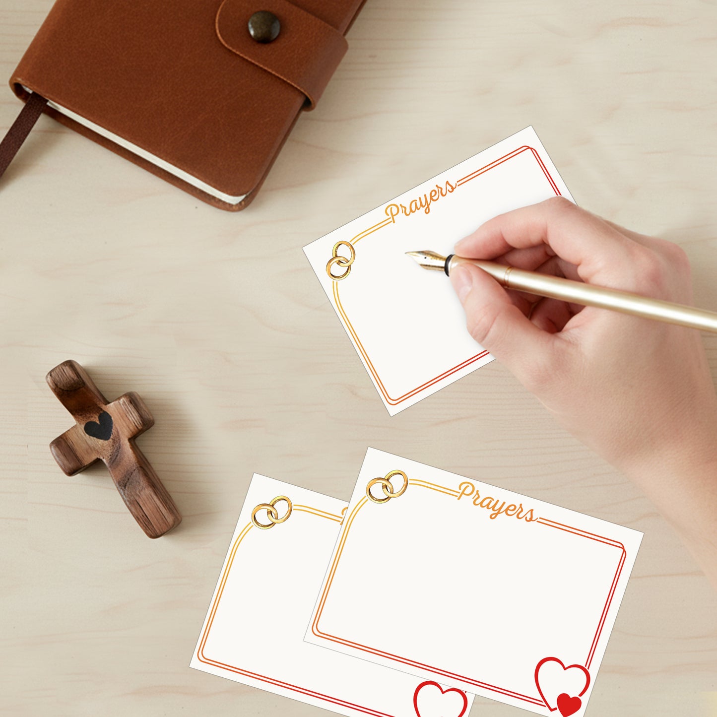 Netecom Personalized Couple Prayer Box with 100 Prayer Request Cards and Handheld Cross – Custom Names and Anniversary Date, Wooden Christian Gift for Couples