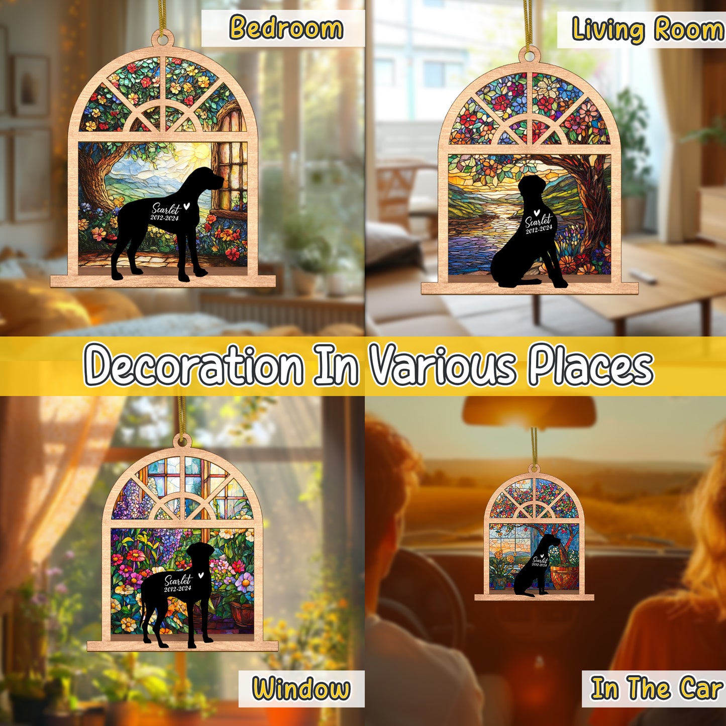 Netecom Personalized Great Dane Memorial Suncatcher – Great Dane Dog Loss Gift & Pet Remembrance Keepsake