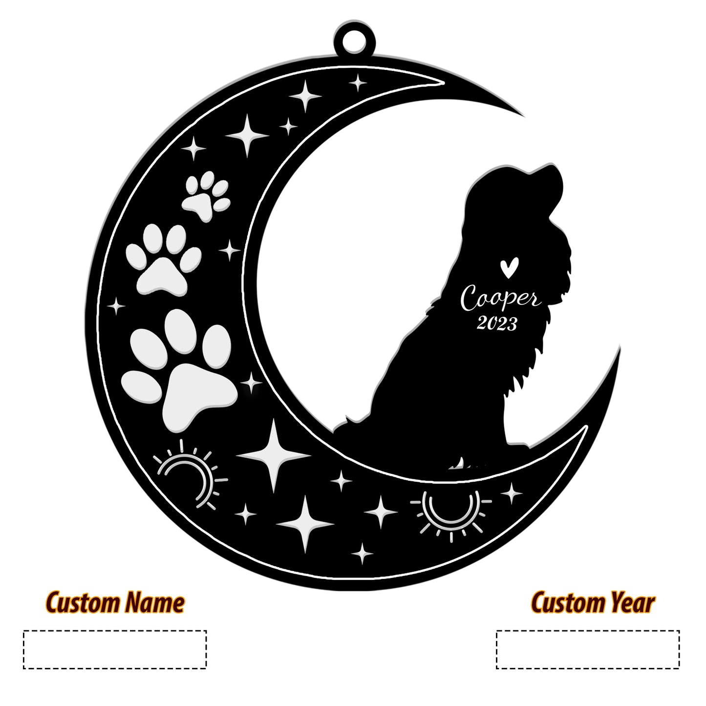 Netecom Cavalier King Charles Spaniel Dog Memorial Suncatcher, Personalized Ornament with Name Date, Sympathy Gift for Pet Loss Sun Catchers, Dog Grief Gift, Bereavement Gifts for Loss of Pet