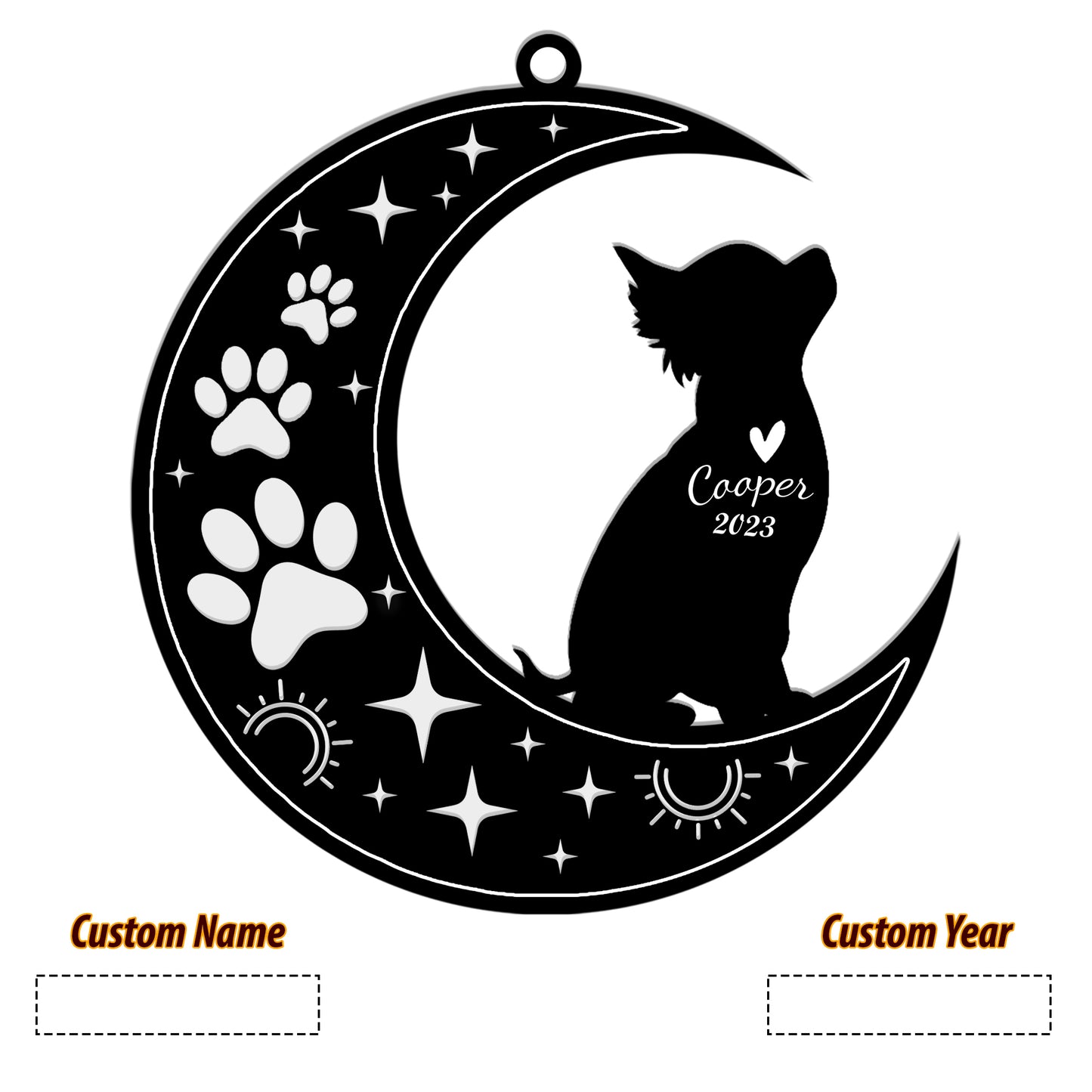 Netecom Chihuahua Dog Memorial Suncatcher, Personalized Chihuahua Ornament with Name Date, Dog Loss Sympathy Gift for Pet Loss Sun Catchers, Dog Grief Gift, Bereavement Gifts for Loss of Pet