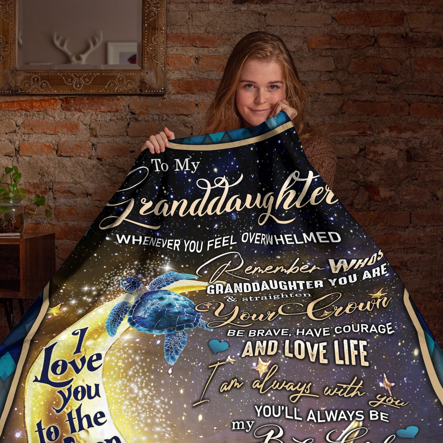Netecom Personalized Turtle To My Granddaughter Blanket from Grandma, Custom Love Letter Throw Blanket for Couch, Bed or Sofa, Ultra Soft Warm Gift for Granddaughter’s Birthday and Christmas