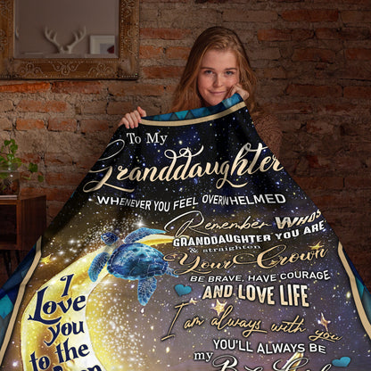 Netecom Personalized Turtle To My Granddaughter Blanket from Grandma, Custom Love Letter Throw Blanket for Couch, Bed or Sofa, Ultra Soft Warm Gift for Granddaughter’s Birthday and Christmas