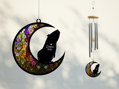 Netecom Guinea Pig Wind Chimes Memorial, Personalized Pet Memorial Windchime for Guinea Pig Suncatcher, Loss of Pet Remembrance Gift, Sympathy Wind Chimes Outside Garden Decor