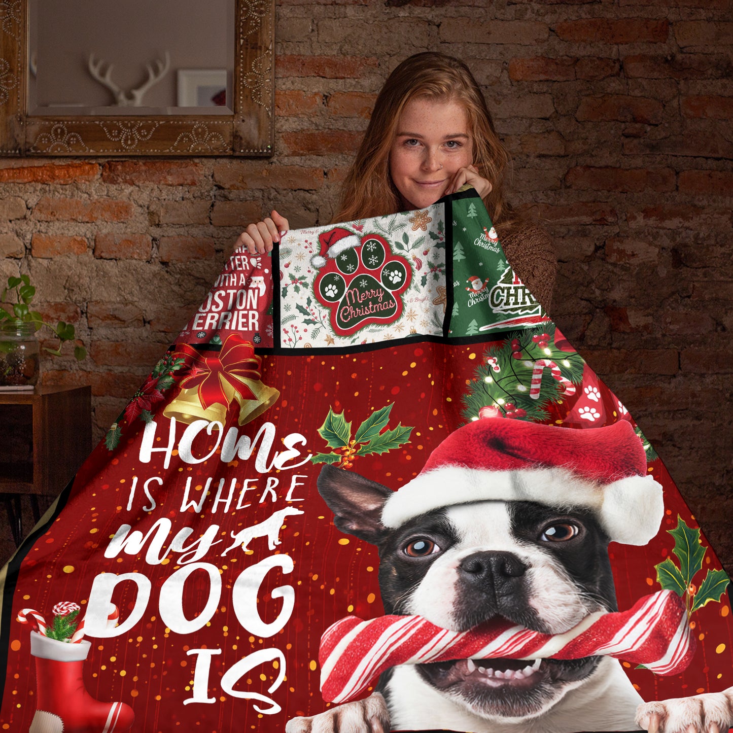 Netecom Christmas French Bulldog Blanket, Holiday Dog Lover Throw Blanket for Couch, Bed or Sofa, Ultra Soft Warm Gift for Christmas and Holiday