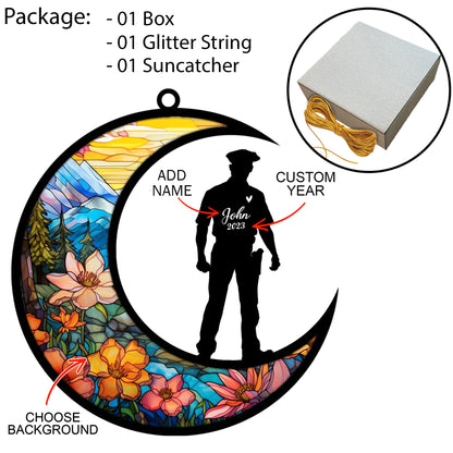 Netecom Personalized Police Memorial Suncatcher - Memorial & Sympathy Gifts for Loss of Father, Friend, or Dad - Bereavement & Remembrance Funeral Gifts for Loss of Family