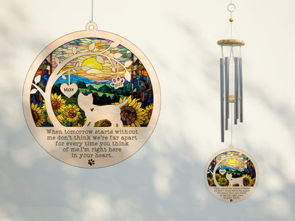 Netecom Westie Dog Wind Chimes Memorial, Personalized Pet Memorial for Dog Suncatcher, Dog Loss Memorial Ornament, Sympathy Windchime Outside Garden Decor, Loss of Pet Remembrance Gift
