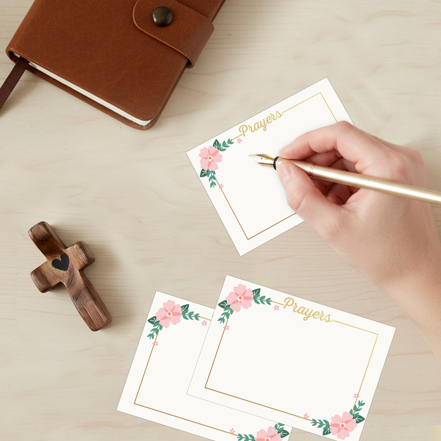 Netecom Baby Prayer Box with 100 Prayer Request Cards & Handheld Cross – Wooden Christian Prayer Box, Meaningful Gift for Parents with Baby, Hopes & Prayers for Our Child