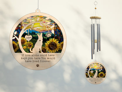 Netecom German Shepherd Dog Wind Chimes Memorial, Personalized Pet Memorial for Dogs Suncatcher, Dog Loss Memorial Ornament, Sympathy Windchime Outside Garden Decor, Loss of Pet Remembrance Gift