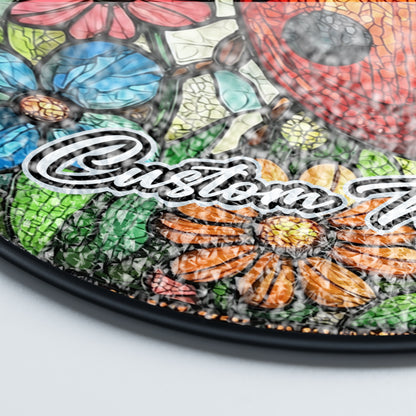 Netecom Personalized Lady Bug Stained Glass Ornament, Custom Memorial Suncatcher, Pet Loss Remembrance Gift, Christmas Decoration