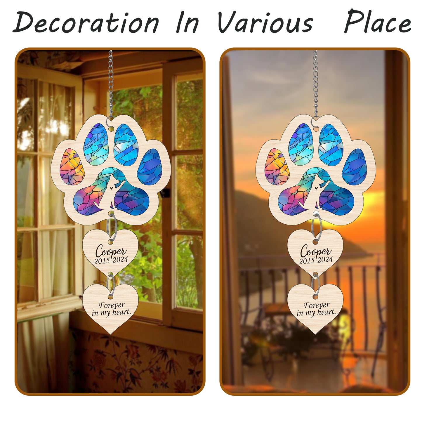 Netecom Personalized German Shepherd Paw Heart Memorial Suncatcher, Dog Paw Ornament with Name Date, Pet Loss Sympathy Gift, Pet Remembrance Keepsake