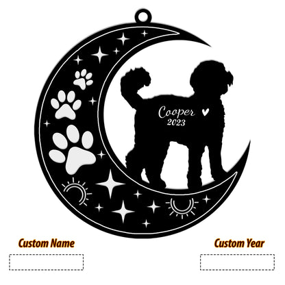 Netecom Labradoodle Dog Memorial Suncatcher, Personalized Labradoodle Ornament with Name Date, Dog Loss Sympathy Gift for Pet Loss Sun Catchers, Dog Grief Gift, Bereavement Gifts for Loss of Pet