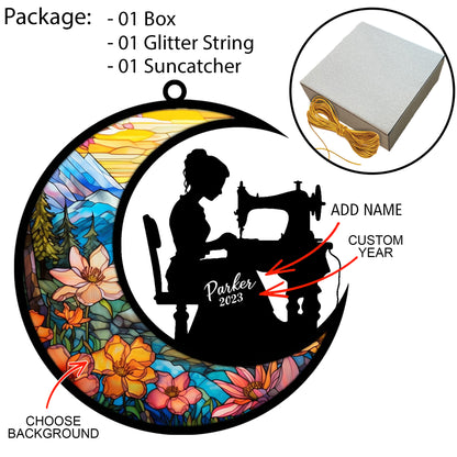 Netecom Personalized Quilting Suncatcher - Custom Sewing & Quilting Lover Christmas Ornament 2025 - Funny Seamstress Gift for Women, Grandma, or Friends - Great Gift for Quilters