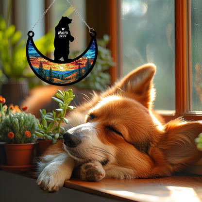 Netecom Personalized Bear Memorial Suncatcher, Custom Bear Ornament with Name Date, Pet Loss Remembrance Gifts, Sympathy Gift for Loss of Pet, Bereavement Gifts for Loss of Pet, Grief Gift