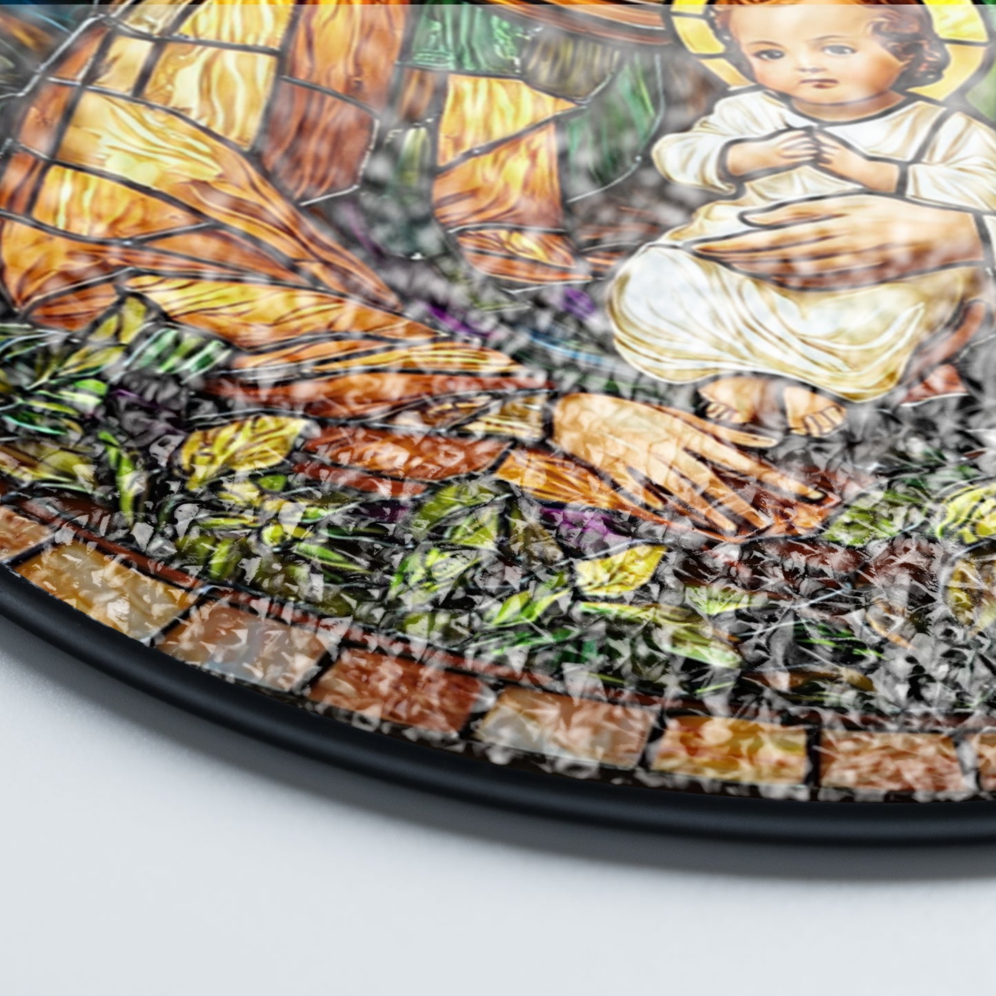 Netecom Holy Family Stained Glass Ornament – Nativity Scene Window Sun Catcher, Christian Christmas Gift for Home