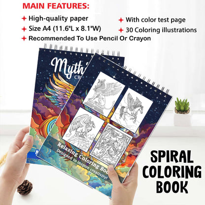 Mythical Creatures Coloring Book Spiral Bound for Adult, Softcover