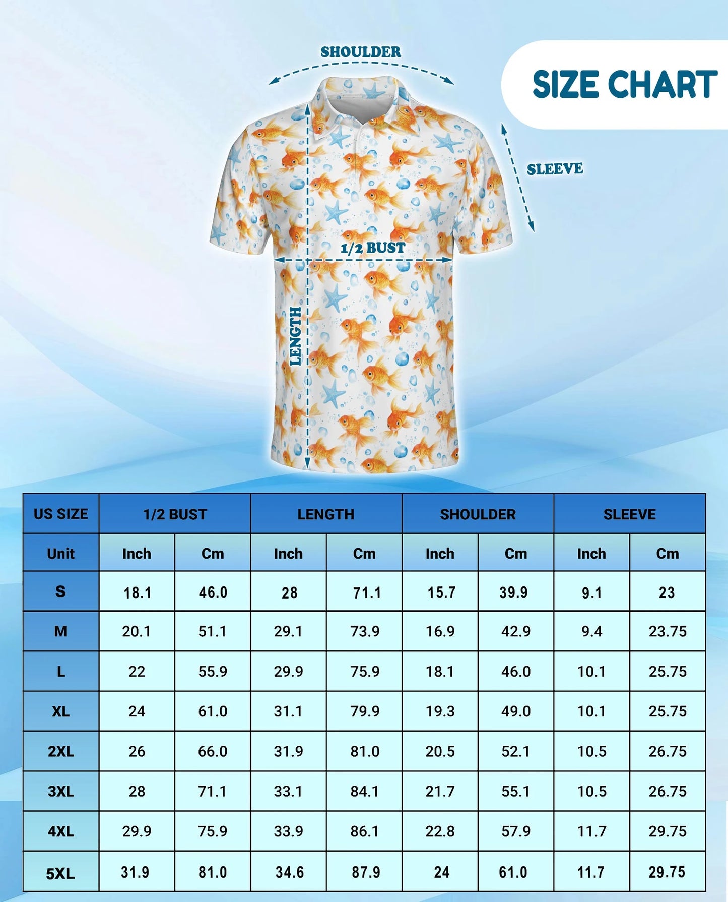 Goldfish Seamless Pattern Polo Shirt for Men – Elegant Aquarium Art | Netecom