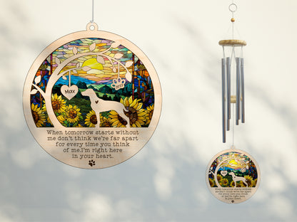 Netecom Vizsla Dog Wind Chimes Memorial, Personalized Pet Memorial for Dogs Suncatcher, Dog Loss Memorial Ornament, Sympathy Windchime Outside Garden Decor, Loss of Pet Remembrance Gift