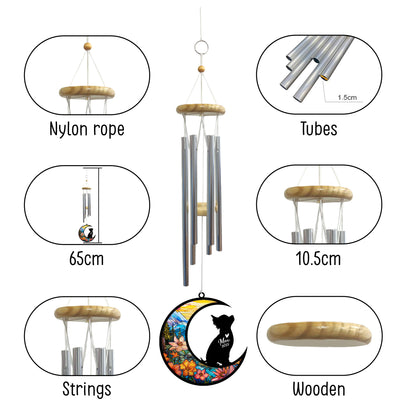 Netecom Chihuahua Dog Wind Chimes Memorial, Personalized Pet Memorial Windchime for Dogs Suncatcher, Dog Loss Memorial Ornament, Loss of Pet Remembrance Gift, Sympathy Pet Wind Chimes Outdoor Garden