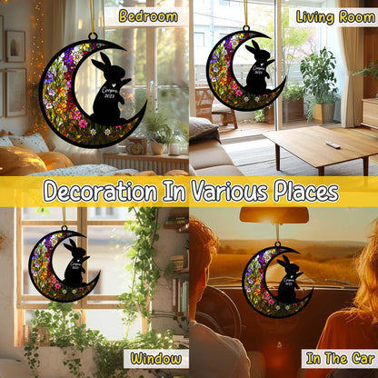 Netecom Personalized Rabbit Memorial Suncatcher, Bereavement Gift for Rabbit Ornament with Name, Pet Loss Gifts for Bunny Lovers Loss of Rabbit Sympathy Gift, Rabbit Lover Gift