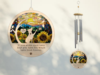 Netecom Pitbull Dog Wind Chimes Memorial, Personalized Pet Memorial for Dogs Suncatcher, Dog Loss Memorial Ornament, Sympathy Windchime Outside Garden Decor, Loss of Pet Remembrance Gift