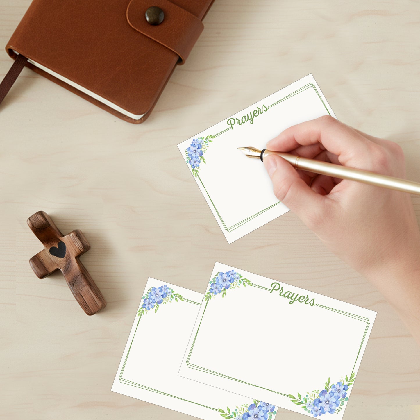 Netecom Personalized Memorial Prayer Box with 100 Prayer Request Cards & Handheld Cross – Custom Name and Years, Wooden Remembrance Keepsake, Forever in Our Hearts