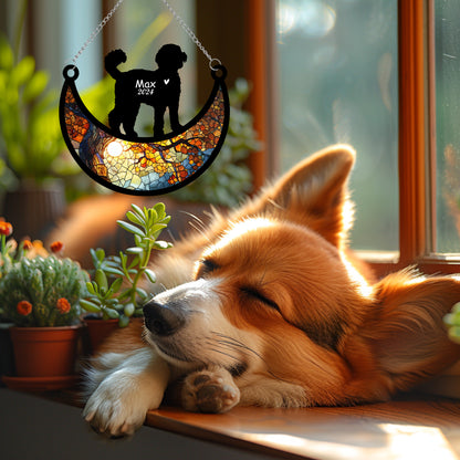 Netecom Personalized Labradoodle Memorial Suncatcher, Custom Labradoodle Ornament with Name Date, Dog Loss Sympathy Gift, Pet Loss Remembrance Gifts, Bereavement Gifts for Loss of Pet