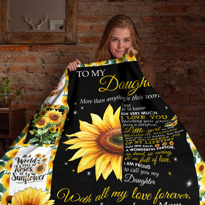 Netecom Personalized To My Daughter Blanket from Mom, Sunflower Throw Blanket for Couch, Bed or Sofa, Ultra Soft Warm, Birthday Gifts for Daughter, Christmas, Graduation