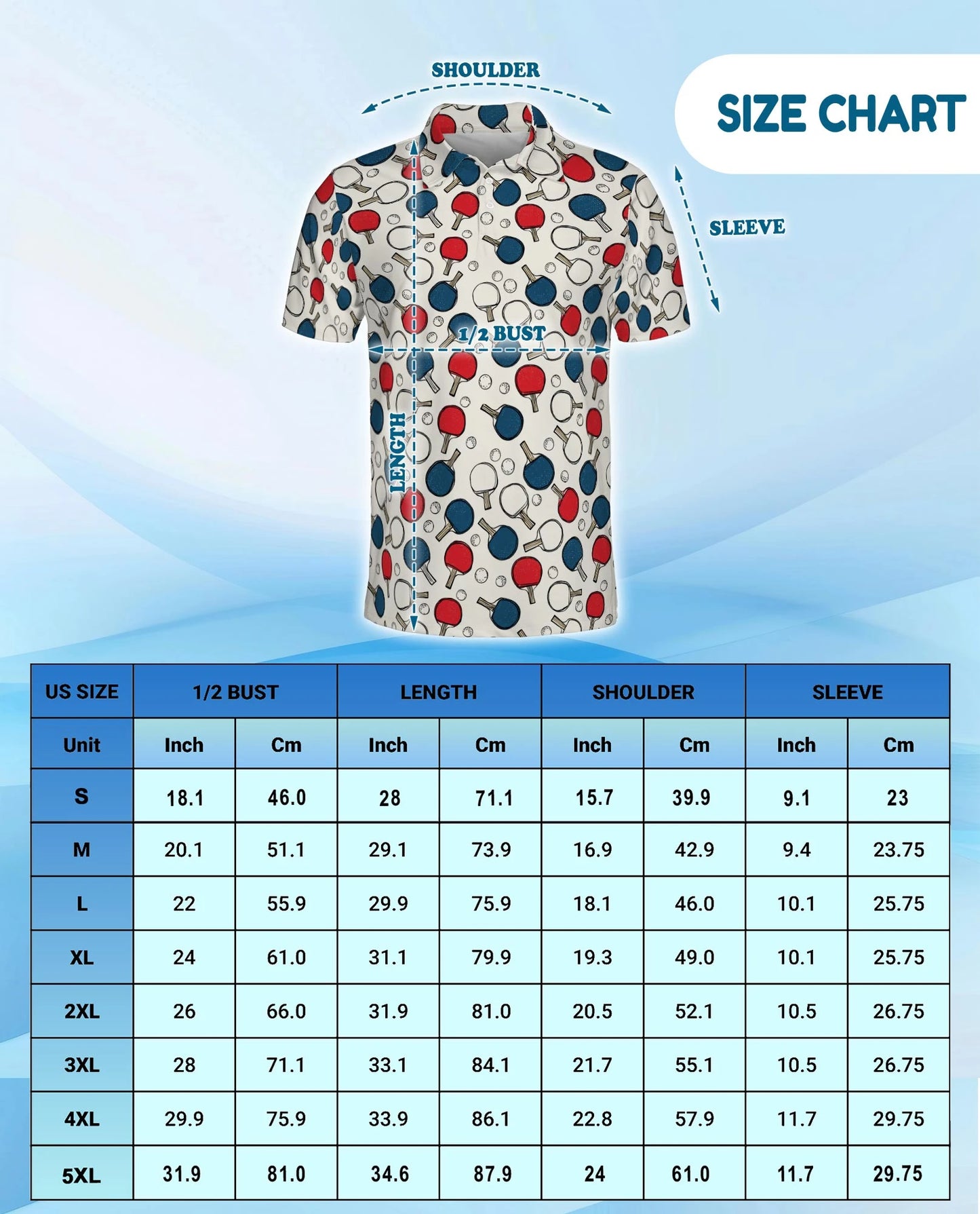Ping Pong Paddle Pattern Polo Shirt for Men – Table Tennis Sports Style | Netecom